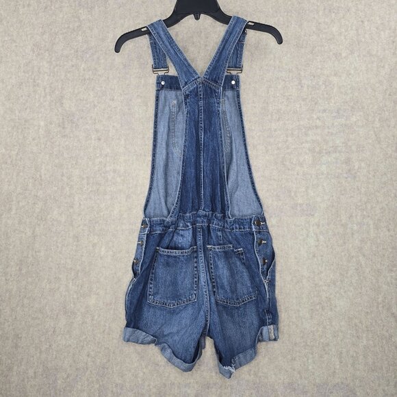 Gap Denim Maternity Overall Shorts XS Blue Cotton - Picture 2 of 6